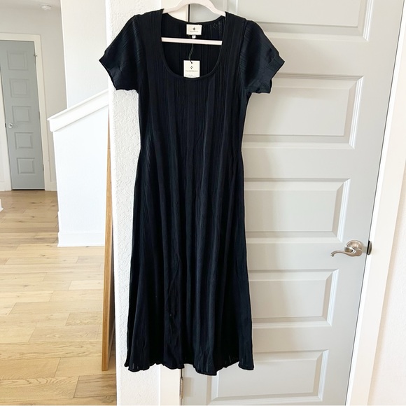 NWT Tuckernuck Black Pointelle Ryder Midi Dress - Picture 3 of 5